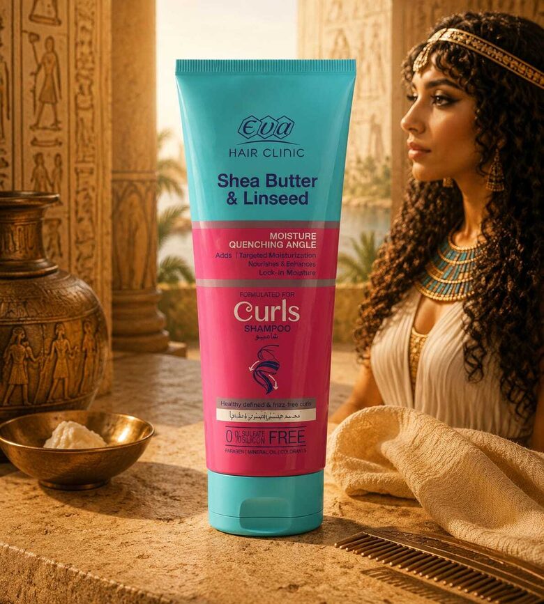 EVA Hair Clinic šampūns lokainiem matiem ar šī sviestu un linsēkļu eļļu, 230 ml