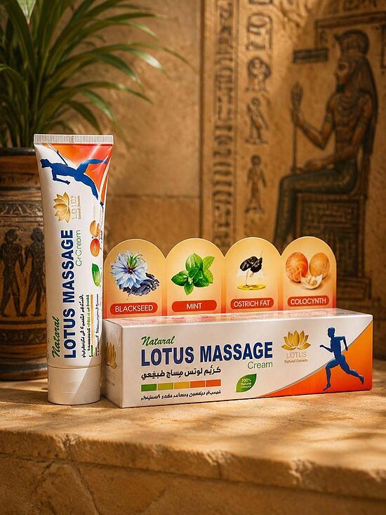 Lotus masāžas krēms ar melno ķimeni, piparmētru, strausa taukiem un kolokintu, 120 g