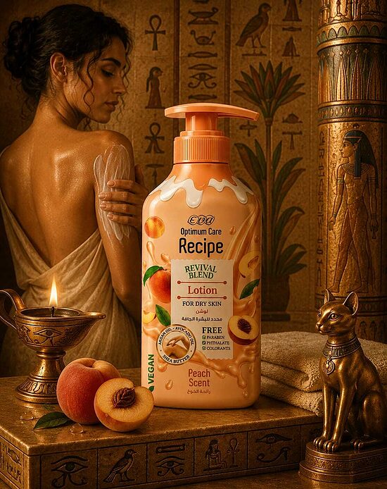 EVA Recipe Revival Blend ķermeņa losjons sausai ādai ar persiku aromātu, 370 ml